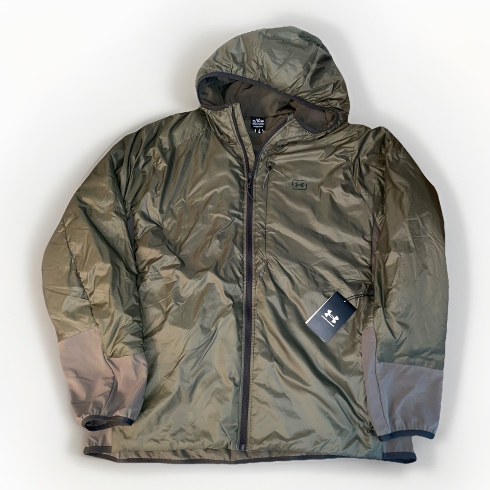 NWT Under Armour Storm Fish Insulated Hooded Jacket Green Full Zip Size XL($170)
